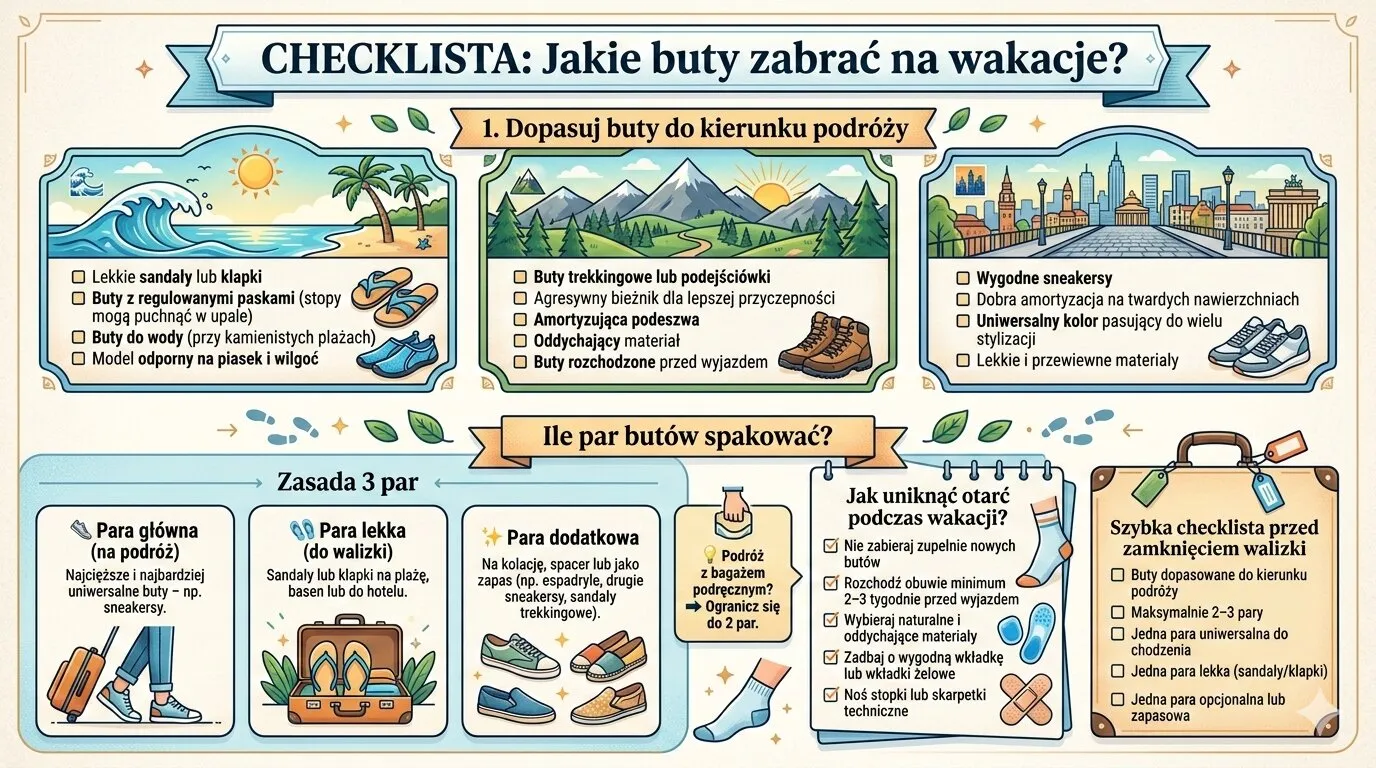 Checklista: Jakie buty zabrać na wakacje?