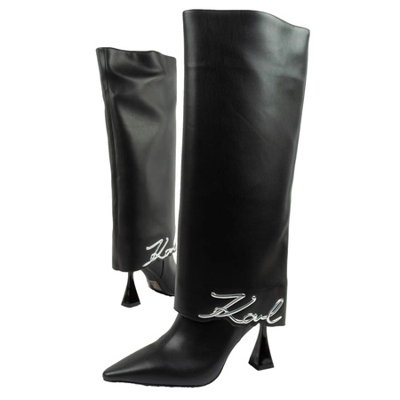 Karl Lagerfeld Debut II buty damskie kozaki skórzane czarne modne