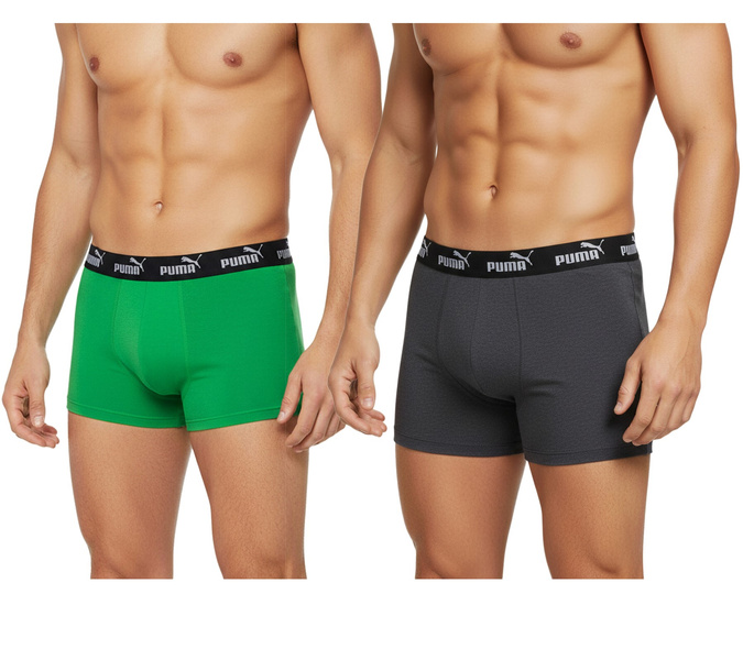 Puma bokserki majtki męskie 2-Pack zielone szare wygodne bawełna