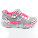 Skechers S Lights LED buty sportowe dziecięce dla dziewczynki na rzep szare