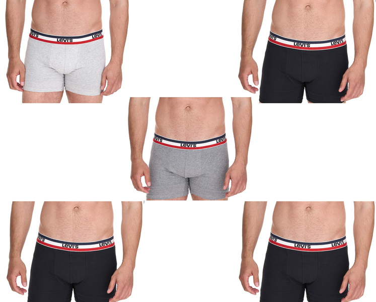 Levi's Boxers 5-Pack bokserki majtki męskie czarne szare bawełna modne rozmiar M
