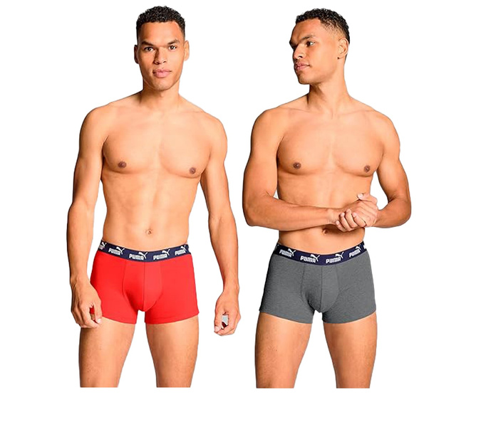 Puma bokserki majtki męskie 2-Pack czerwone szare wygodne bawełna