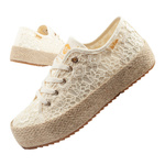Lee Cooper buty sportowe damskie koronkowe trampki beżowe platforma