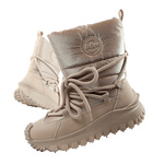 Lee Cooper buty sportowe damskie zimowe trekkingowe ocieplane beżowe skóra naturalna