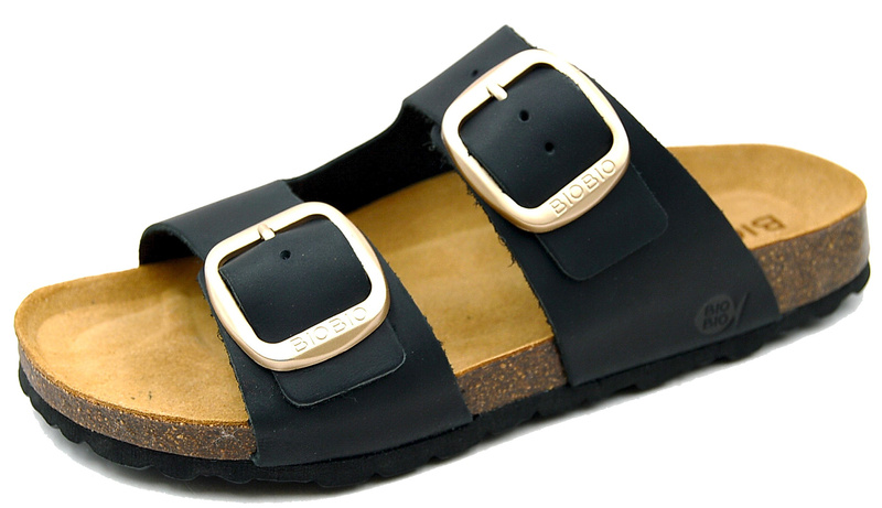 Bio Bio buty laczki damskie klapki profilowane skóra naturalna czarne rozmiar 41